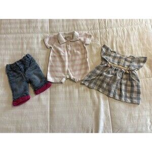 Baby Girls 0-3 Months Lot 3 Pieces Jeans, Dress, Romper